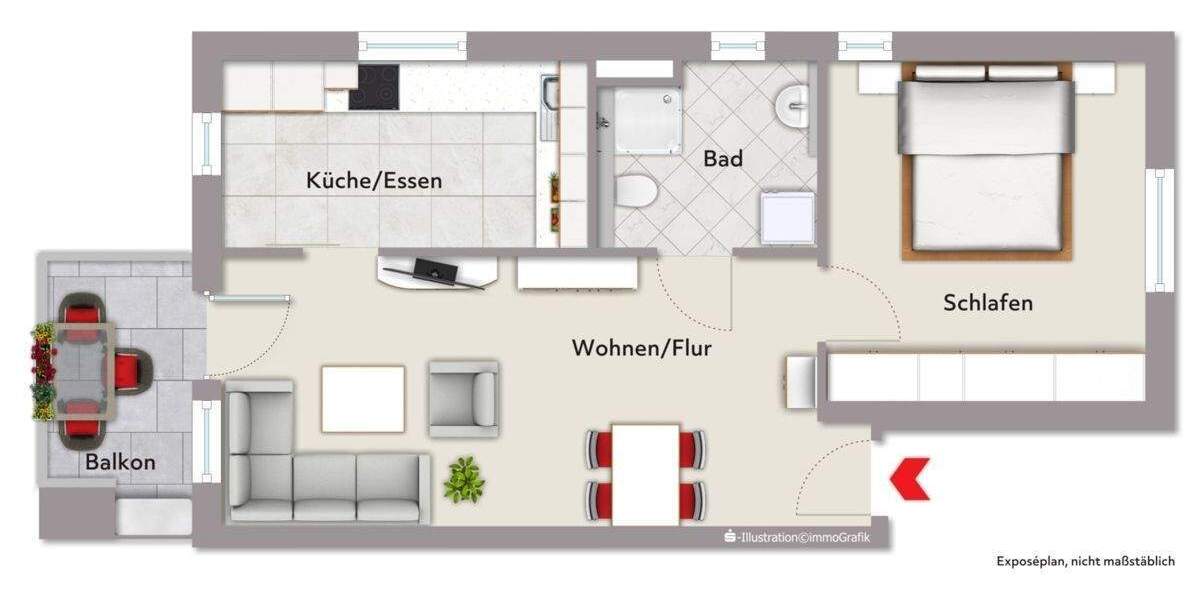 Etagenwohnung Karlsruhe / Oberreut Oberreut - 2 Zimmer, 54 m&sup2;, 233.000&euro; | Angebot:25796631
