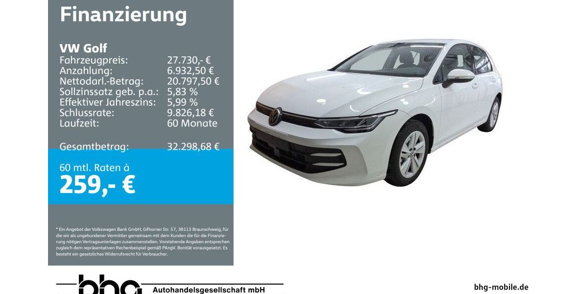 VW Golf 1.468 km 27.730 &euro; Durmersheim 76448