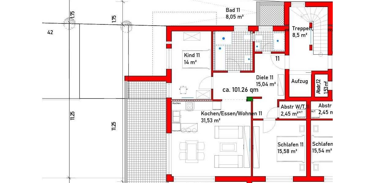 Etagenwohnung Bad Schönborn Mingolsheim - 3 Zimmer, 101 m&sup2;, 598.800&euro; | Angebot:25770904