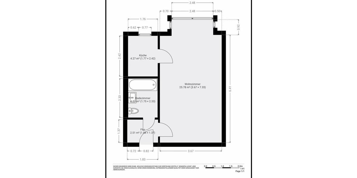 Etagenwohnung Karlsruhe Wettersbach - 1 Zimmer, 38 m&sup2;, 850&euro; | Angebot:26286472