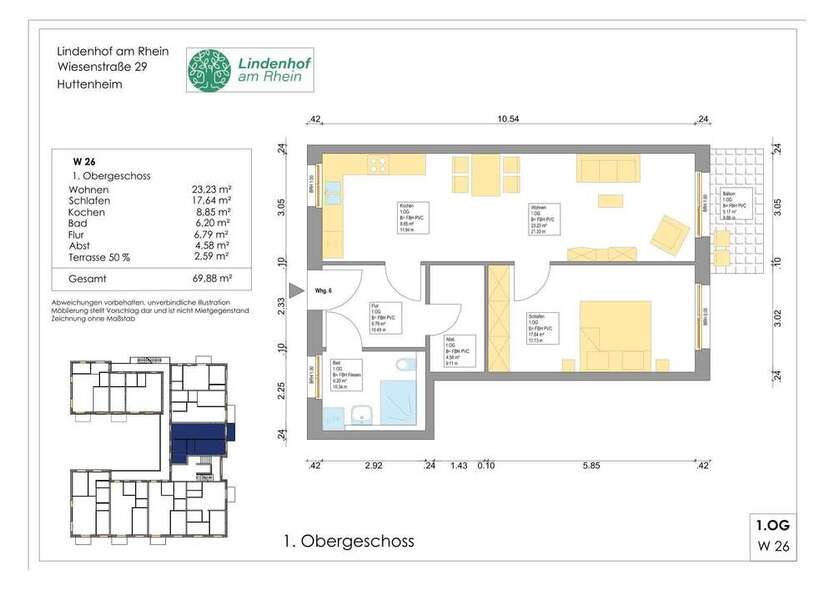 Wohnung zum Kaufen in Huttenheim 306.000 € 69.88 m²