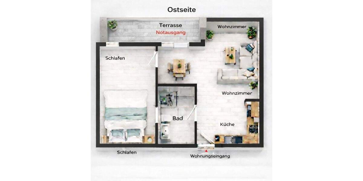 Etagenwohnung Berghausen Berghausen - 2 Zimmer, 44 m&sup2;, 569&euro; | Angebot:25731381