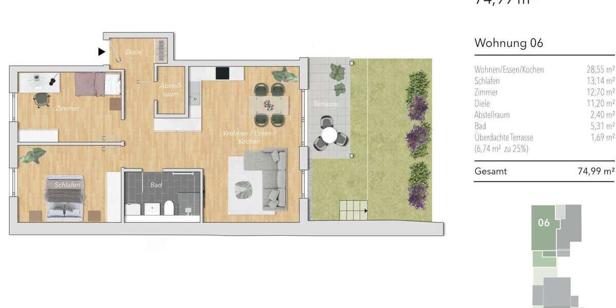 Etagenwohnung Karlsbad - 3 Zimmer, 75 m&sup2;, 405.000&euro; | Angebot:24462760