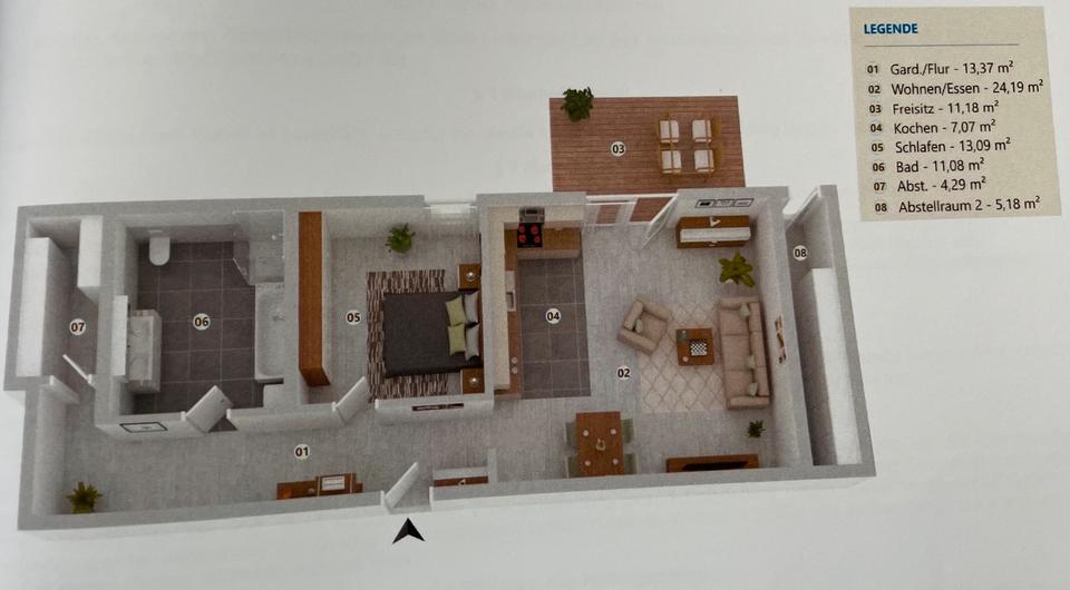 Terrassenwohnung Höfen an der Enz - 2 Zimmer, 74 m&sup2;, 270.000&euro; | Angebot:24115303