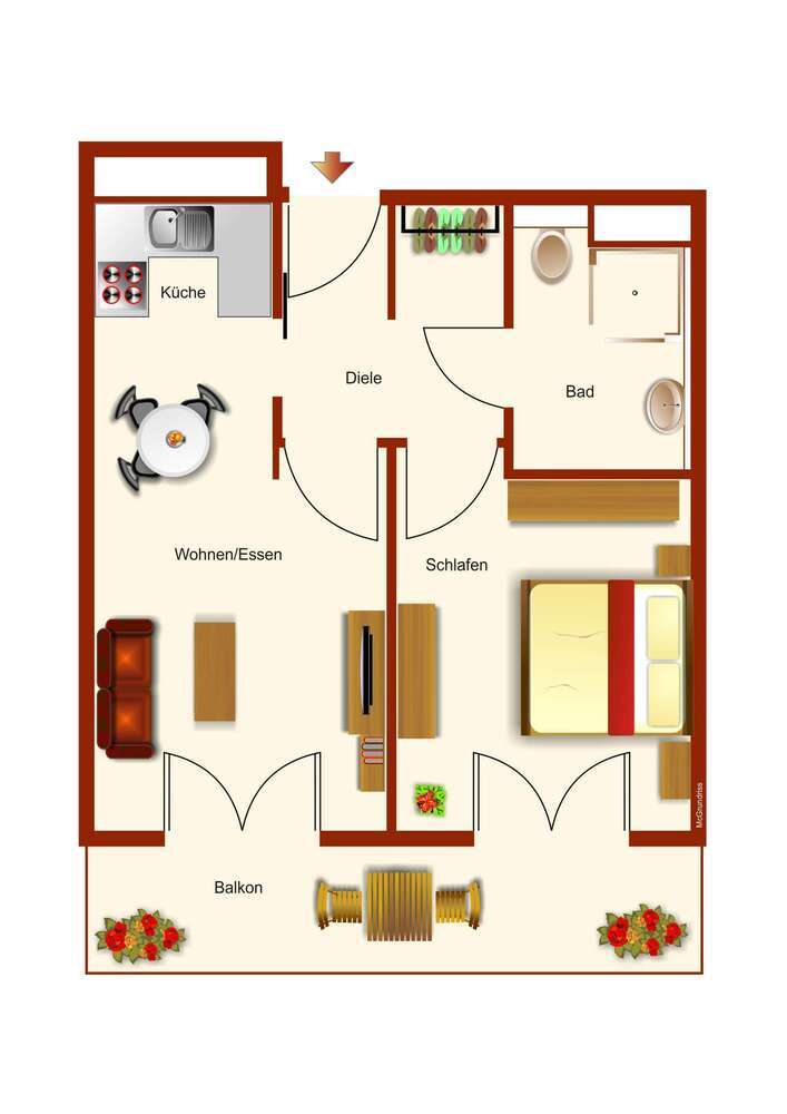 Wohnung zum Mieten in Karlsruhe 800 € 59.53 m²