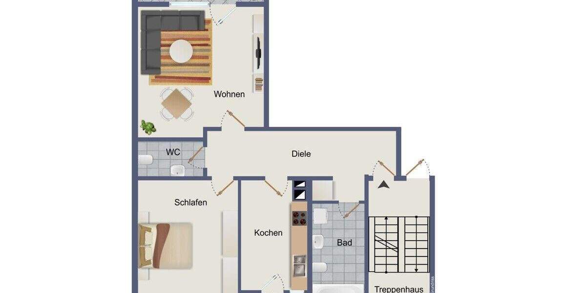 Etagenwohnung Pforzheim Buckenberg - 2 Zimmer, 64 m&sup2;, 198.000&euro; | Angebot:24860407