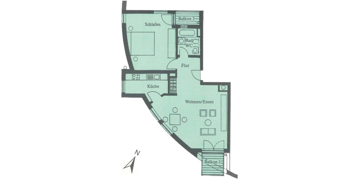 Etagenwohnung Karlsruhe Rüppurr - 2 Zimmer, 69 m&sup2;, 335.000&euro; | Angebot:25537476