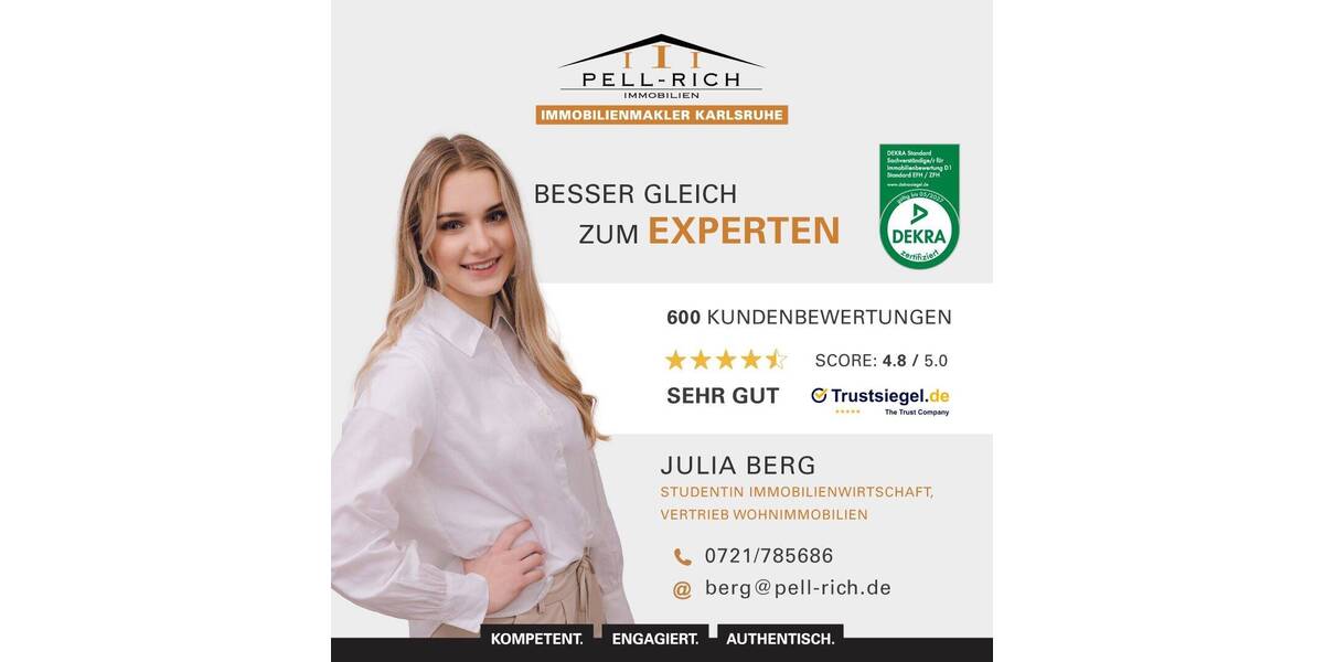 GEMÜTLICH: Helle 2-Zimmer-Wohnung in ruhiger Lage von Karlsruhe-Knielingen 2 zimmer