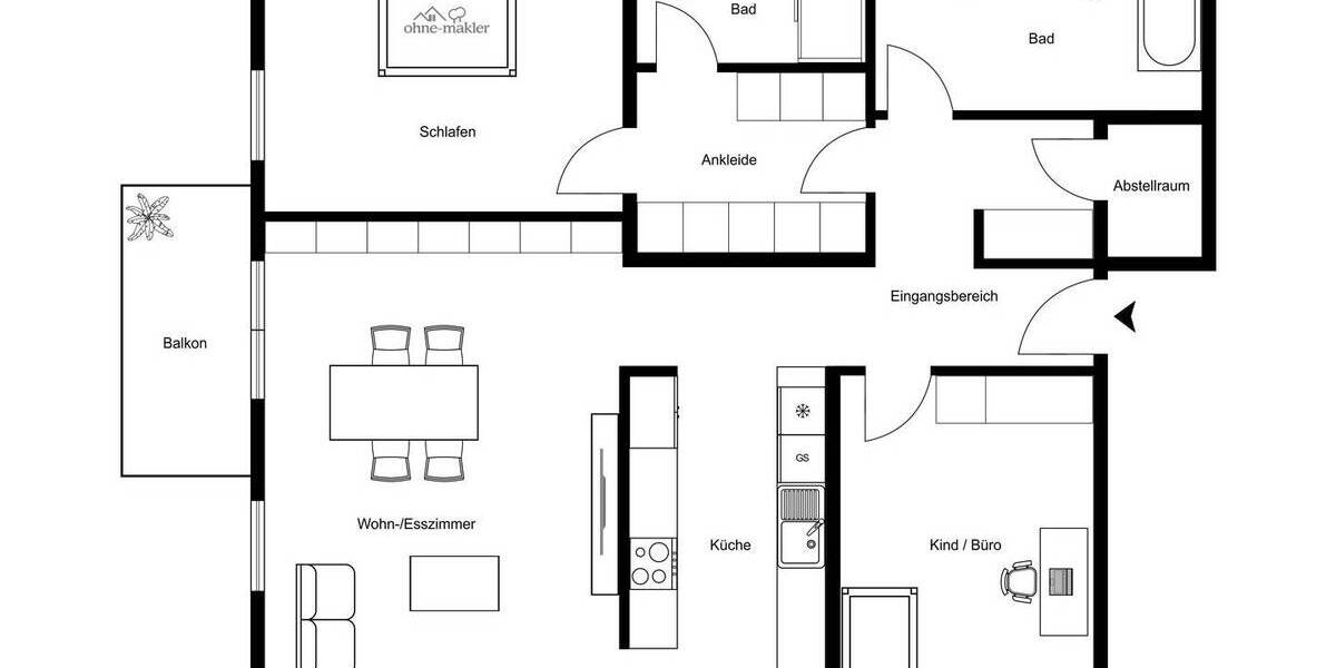 Etagenwohnung Bad Schönborn Mingolsheim - 3 Zimmer, 106 m&sup2;, 572.000&euro; | Angebot:26731872
