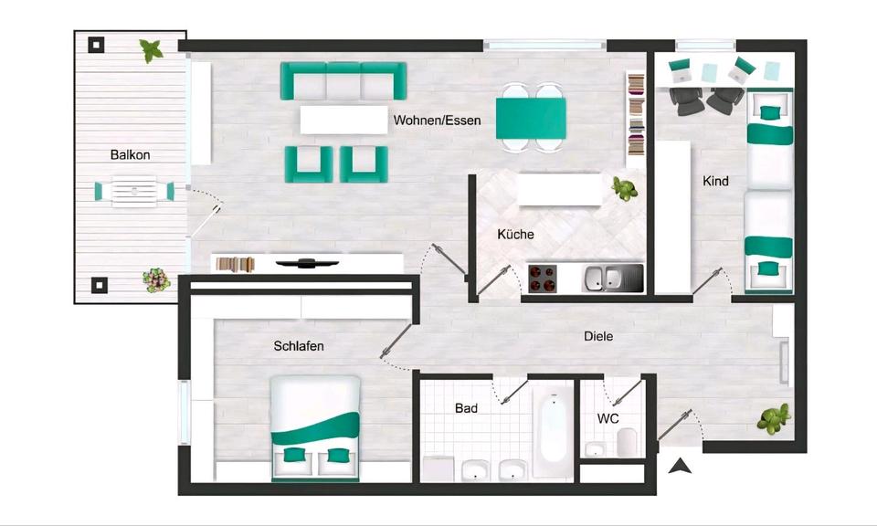 Etagenwohnung Wörth am Rhein - 3 Zimmer, 91 m&sup2;, 285.000&euro; | Angebot:25551729