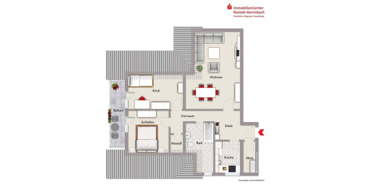 Etagenwohnung Gernsbach Scheuern - 3 Zimmer, 89 m&sup2;, 206.000&euro; | Angebot:26080156