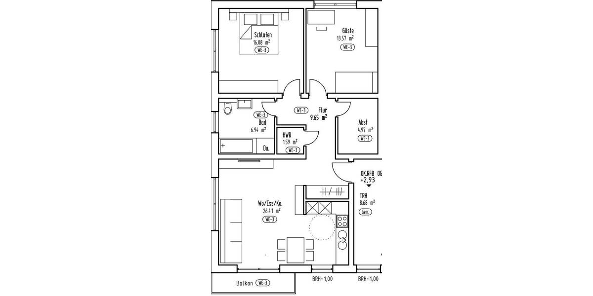 Etagenwohnung Rülzheim - 3 Zimmer, 79 m&sup2;, 298.000&euro; | Angebot:26905392