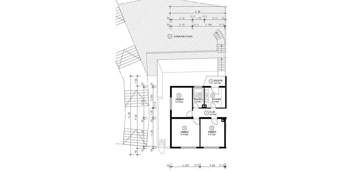 Etagenwohnung Pforzheim Südweststadt - 3 Zimmer, 71 m&sup2;, 245.000&euro; | Angebot:25819174