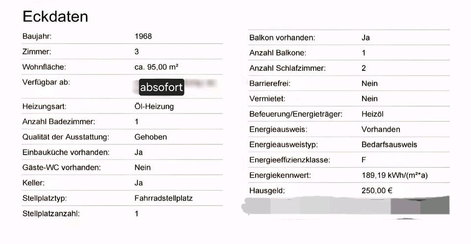 Etagenwohnung Karlsruhe Durlach - 3 Zimmer, 95 m&sup2;, 319.000&euro; | Angebot:24719671