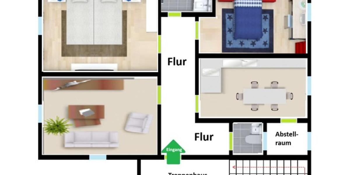 Etagenwohnung Pforzheim Weststadt - 3 Zimmer, 75 m&sup2;, 260.000&euro; | Angebot:24753318