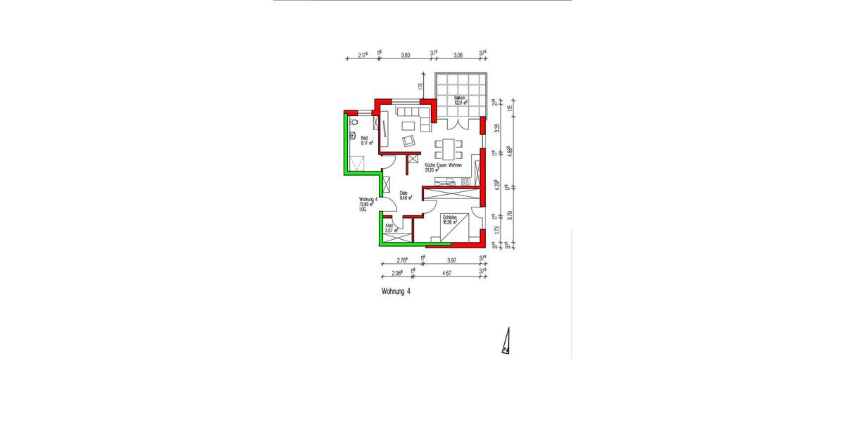 Etagenwohnung Gernsbach - 2 Zimmer, 74 m&sup2;, 1.108&euro; | Angebot:26594303