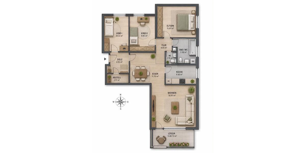 Etagenwohnung Rastatt - 4 Zimmer, 105 m&sup2;, 370.000&euro; | Angebot:27168404