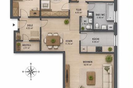 Wohnung Rastatt - 4 Zimmer, 105 m&sup2;, 370.000&euro; | Angebot:27168404