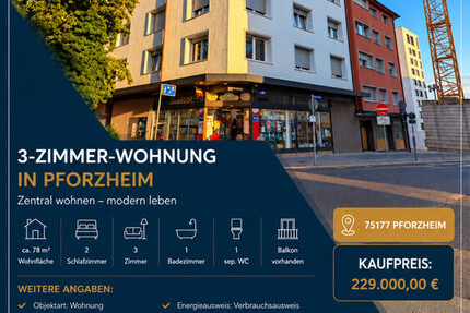 Moderne 3 Zimmer Wohnung in zentraler lage - Wohnung Pforzheim Innenstadt | Angebot:27333201
