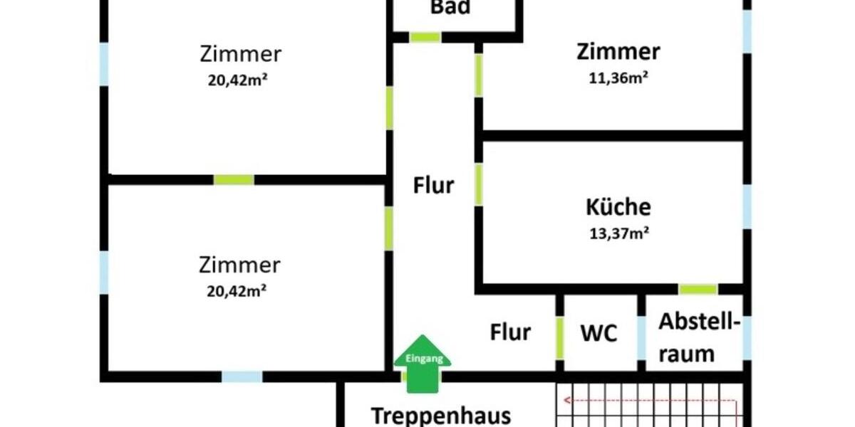 Etagenwohnung Pforzheim Weststadt - 3 Zimmer, 75 m&sup2;, 260.000&euro; | Angebot:24753318
