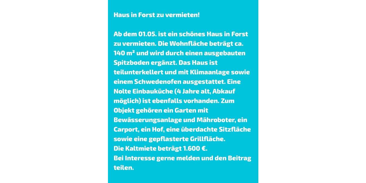 Haus in Forst zu vermieten 4.5 zimmer