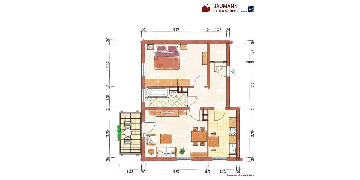 Etagenwohnung Karlsruhe Innenstadt-West - 2 Zimmer, 61 m&sup2;, 195.000&euro; | Angebot:25602618