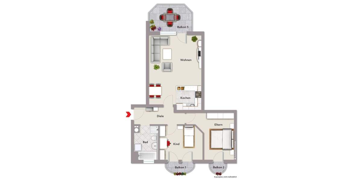 Etagenwohnung Karlsruhe / Südstadt Südstadt - 3 Zimmer, 79 m&sup2;, 390.000&euro; | Angebot:25727441