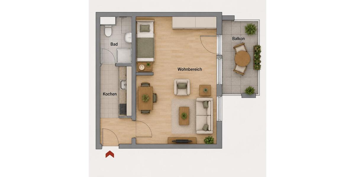 Etagenwohnung Pforzheim - 1.5 Zimmer, 36 m&sup2;, 119.000&euro; | Angebot:27154157