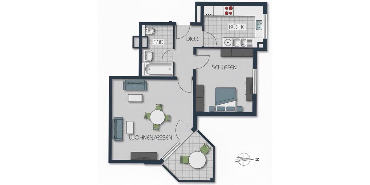 Erdgeschoßwohnung Karlsruhe Innenstadt-Ost - 2 Zimmer, 56 m&sup2;, 1.150&euro; | Angebot:26200109