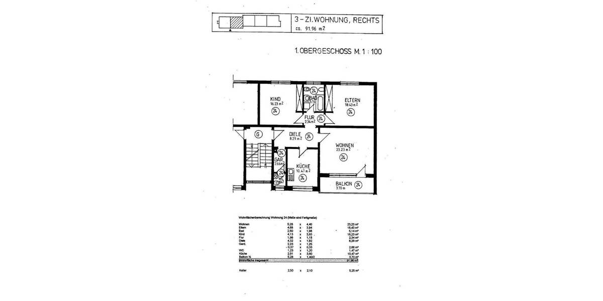 Etagenwohnung Baden-Baden Oos - 3 Zimmer, 275.000&euro; | Angebot:24036825