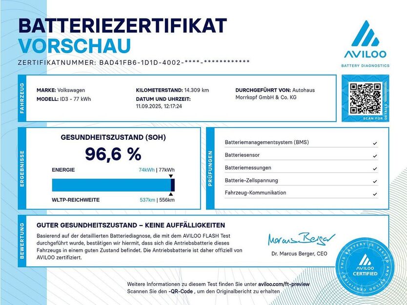 VW ID.3 14.500 km 29.920 € Weingarten 76356