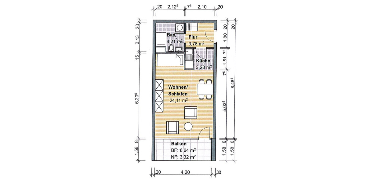 Appartement mit Ausblick: 1-Zimmerwohnung mit Balkon, Küche und Stellplatz - Einfamilienhaus Durmersheim | Angebot:26438747