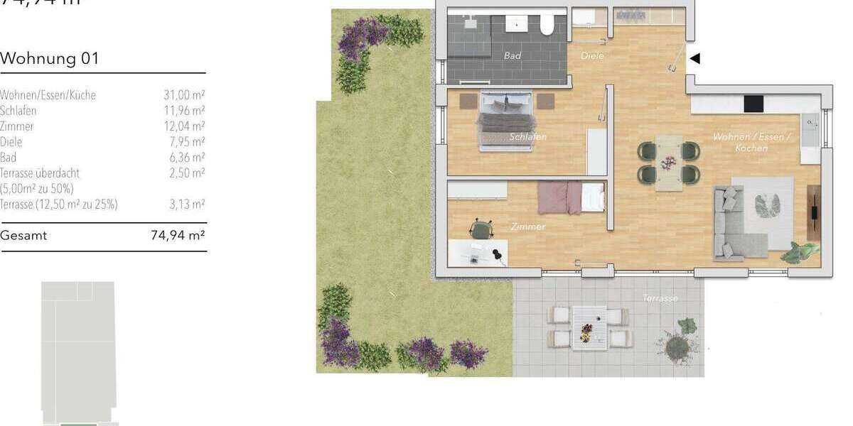 Wohnung zum Kaufen in Karlsbad 405.000 € 74.94 m² 3 zimmer