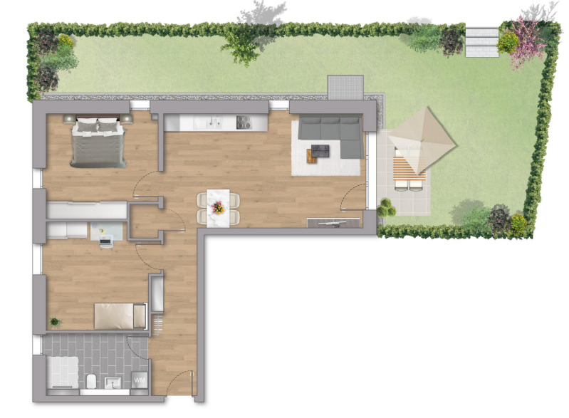 Exklusive 2-Zimmer Erdgeschosswohnung mit Garten & Terrasse – Stilvoll Wohnen in Stutensee 3 zimmer
