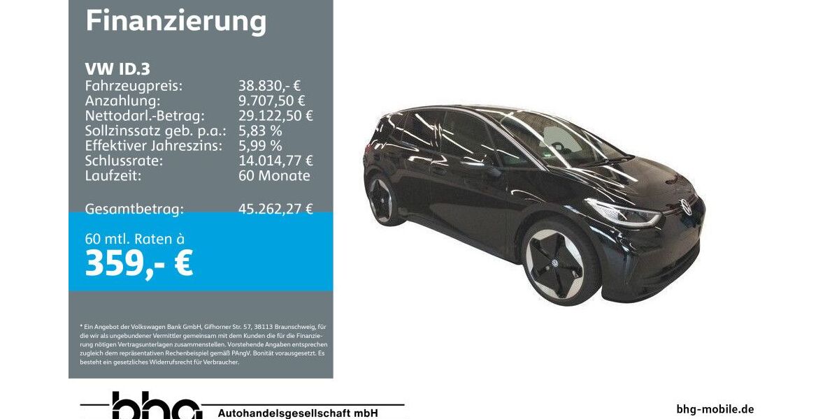 VW ID.3 9.337 km 38.830 &euro; Durmersheim 76448