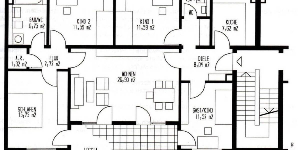 Etagenwohnung Karlsruhe Nordstadt - 5 Zimmer, 112 m&sup2;, 520.000&euro; | Angebot:26764525