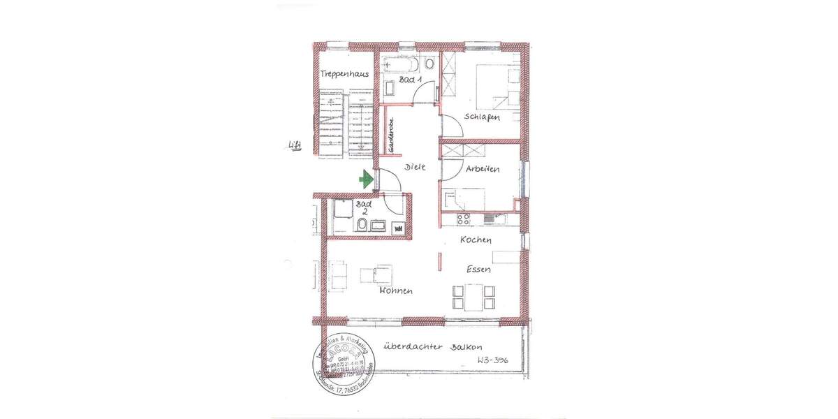 Etagenwohnung Rastatt - 3 Zimmer, 93 m&sup2;, 1.100&euro; | Angebot:25691559