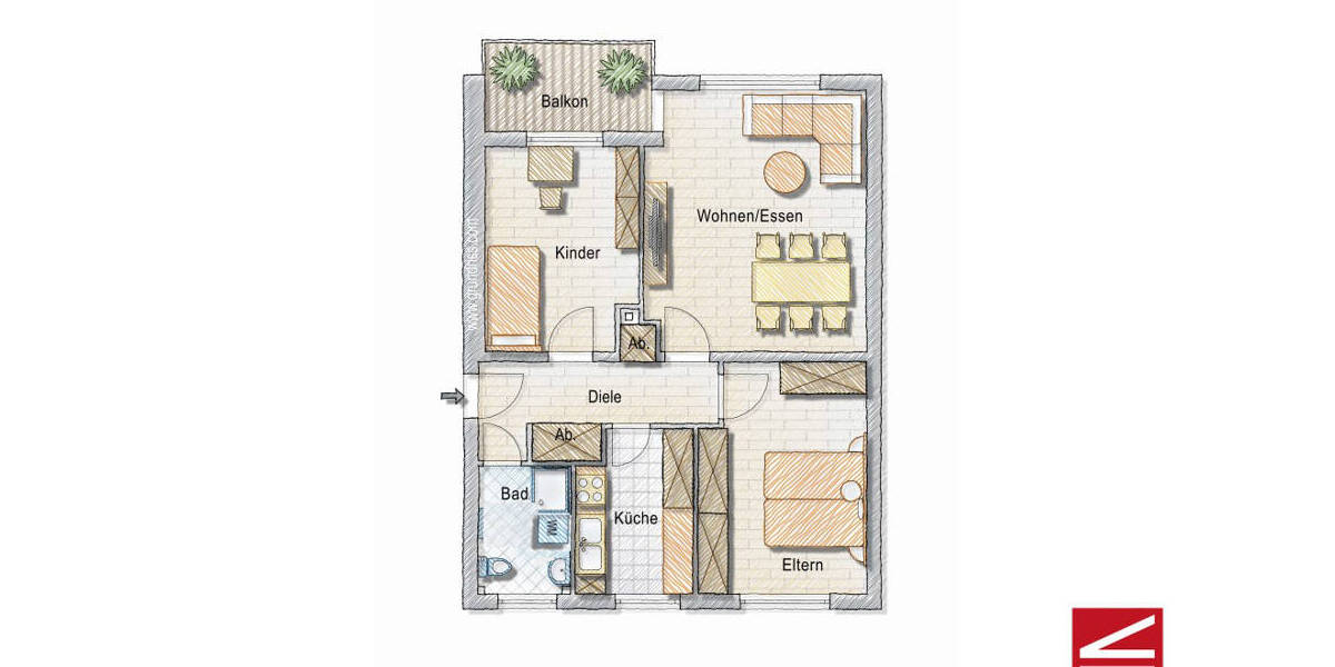Etagenwohnung Baden-Baden Oos - 3 Zimmer, 75 m&sup2;, 249.000&euro; | Angebot:23976625