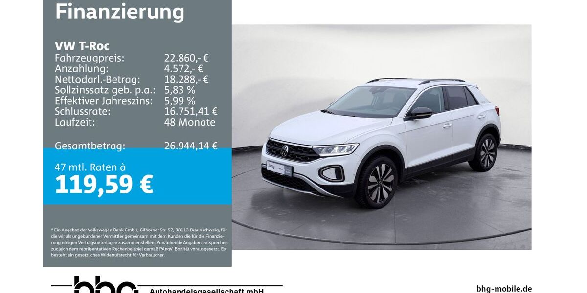 VW T-Roc 15.848 km 22.390 &euro; Durmersheim 76448