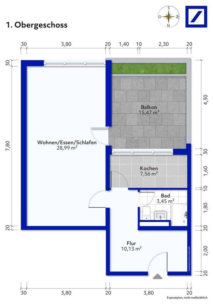 1-Zimmerwohnung mit Balkon, Garage & solider Ausstattung - vermietet seit 2022