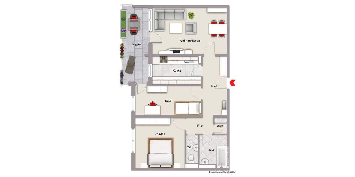 Etagenwohnung Karlsruhe / Neureut Neureut - 3 Zimmer, 90 m&sup2;, 325.000&euro; | Angebot:25862354