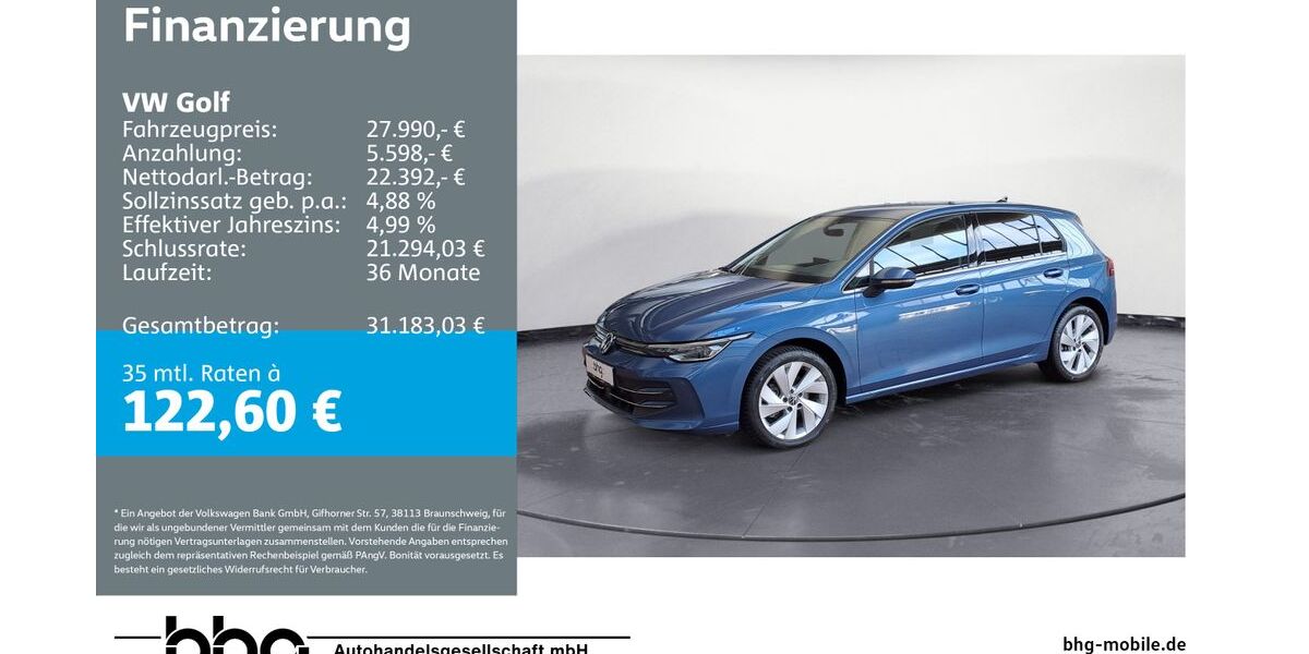 VW Golf 8.284 km 27.990 € Ettlingen 76275