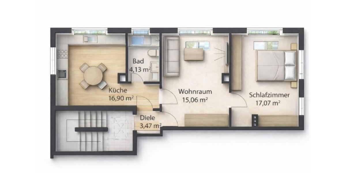 Dachgeschoßwohnung Karlsruhe Durlach - 2 Zimmer, 42 m&sup2;, 178.000&euro; | Angebot:25169941