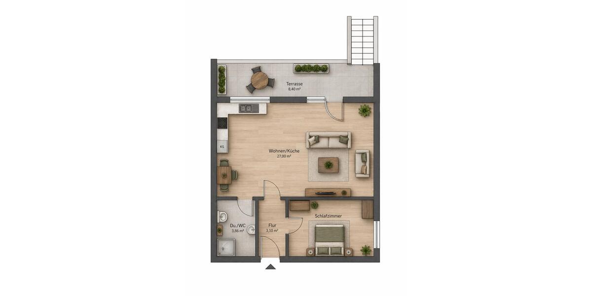 Etagenwohnung Rheinstetten - 2 Zimmer, 47 m&sup2;, 162.000&euro; | Angebot:27024126