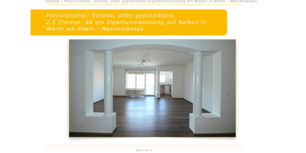 Etagenwohnung Wörth am Rhein - 2.5 Zimmer, 66 m&sup2;, 265.000&euro; | Angebot:25282029