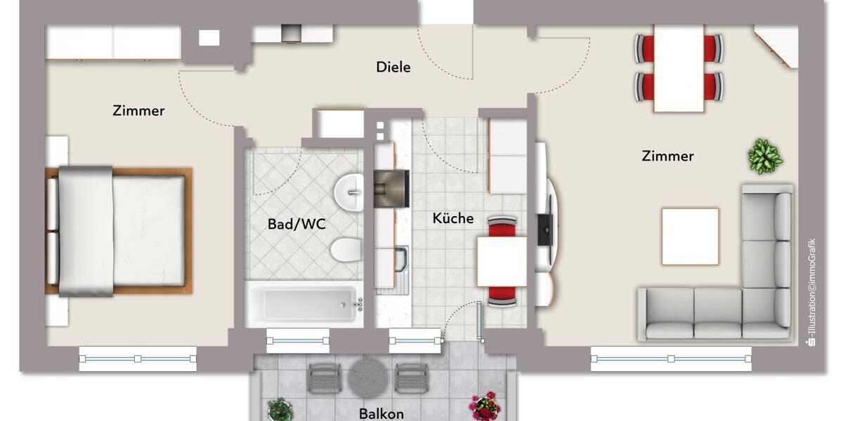 Etagenwohnung Karlsruhe / Durlach Durlach - 2 Zimmer, 51 m&sup2;, 189.000&euro; | Angebot:22598879