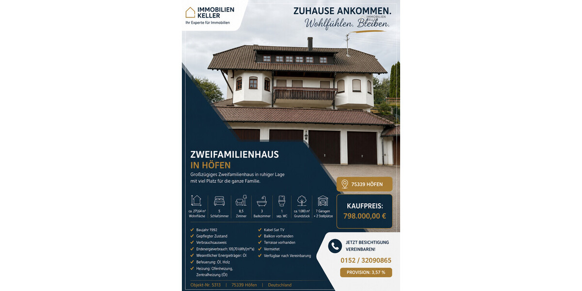 Platz und noch mehr Platz -Wohnen & Vermögen clever kombinieren - Zweifamilienhaus Höfen Höfen (Enz) | Angebot:27082704