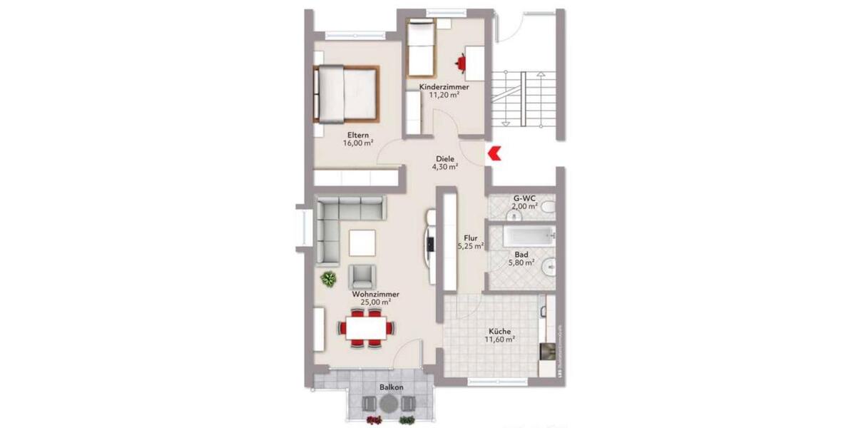 Attraktive 3-Zimmer-Wohnung mit Balkon in Durmersheim 3 zimmer