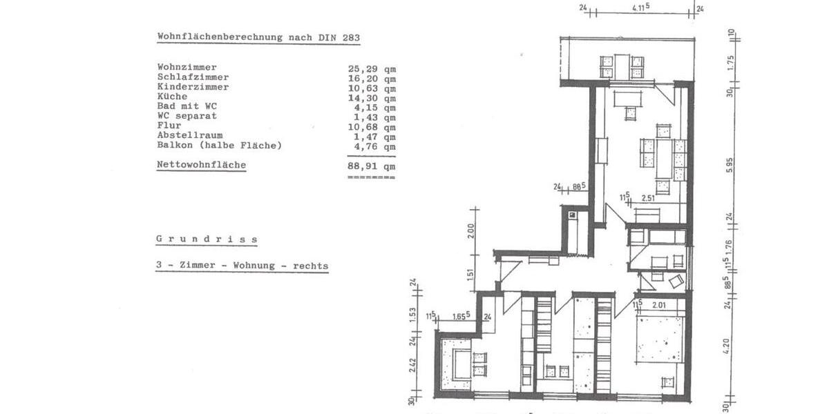 Etagenwohnung Germersheim - 3 Zimmer, 89 m&sup2;, 249.000&euro; | Angebot:27042571