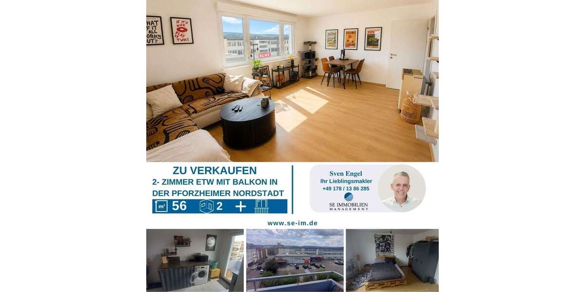 Etagenwohnung Pforzheim Nordstadt - 2 Zimmer, 56 m&sup2;, 129.000&euro; | Angebot:27142524